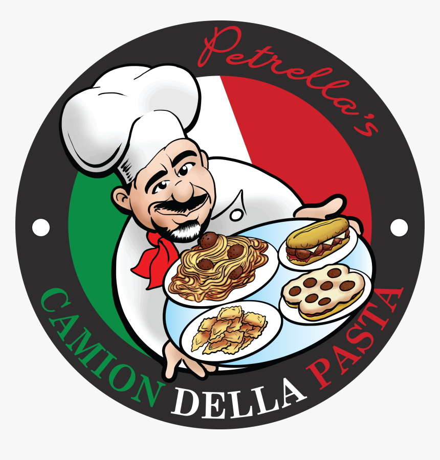 Pcdp Food Truck Logo With Chef Holding Italian Cuisine - Cartoon, HD Png Download