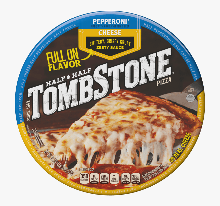 Tombstone Half & Half Pepperoni & Cheese Frozen Pizza - Tombstone Pepperoni And Sausage Pizza, HD Png Download