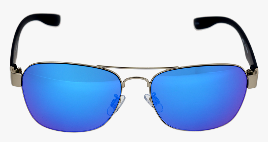 Shiny Silver Frame Ice Blue Mirror Lens - Plastic, HD Png Download