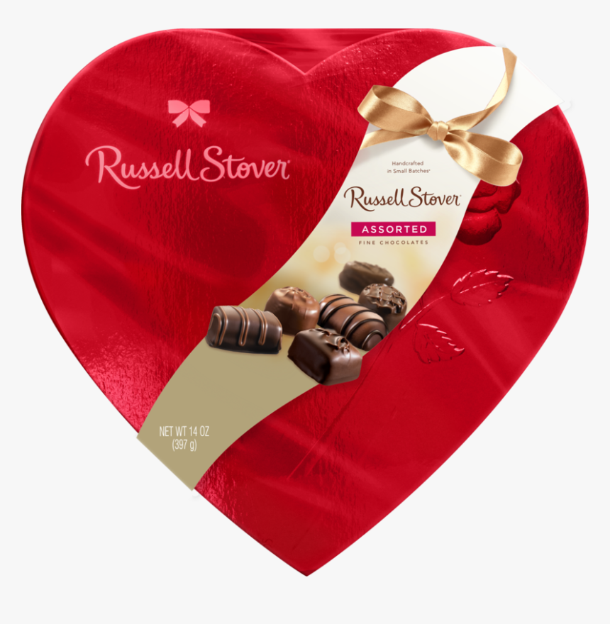 Russell Stover Red Foil Heart Box Of Valentines Assorted - Russell Stover Chocolate Heart, HD Png Download