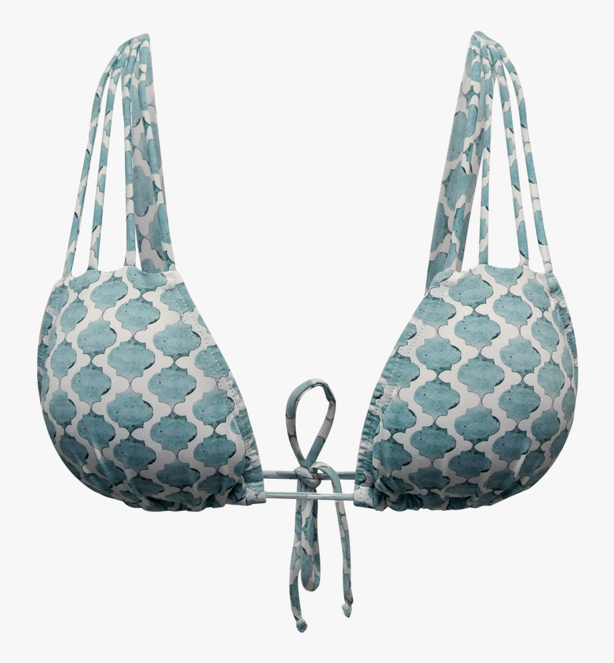 Mar Azul Morocco & Teal Strappy Triangle Bikini Top - Brassiere, HD Png Download