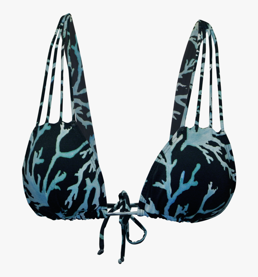 Mar Azul Blue Reef & Black Strappy Triangle Bikini - Brassiere, HD Png Download