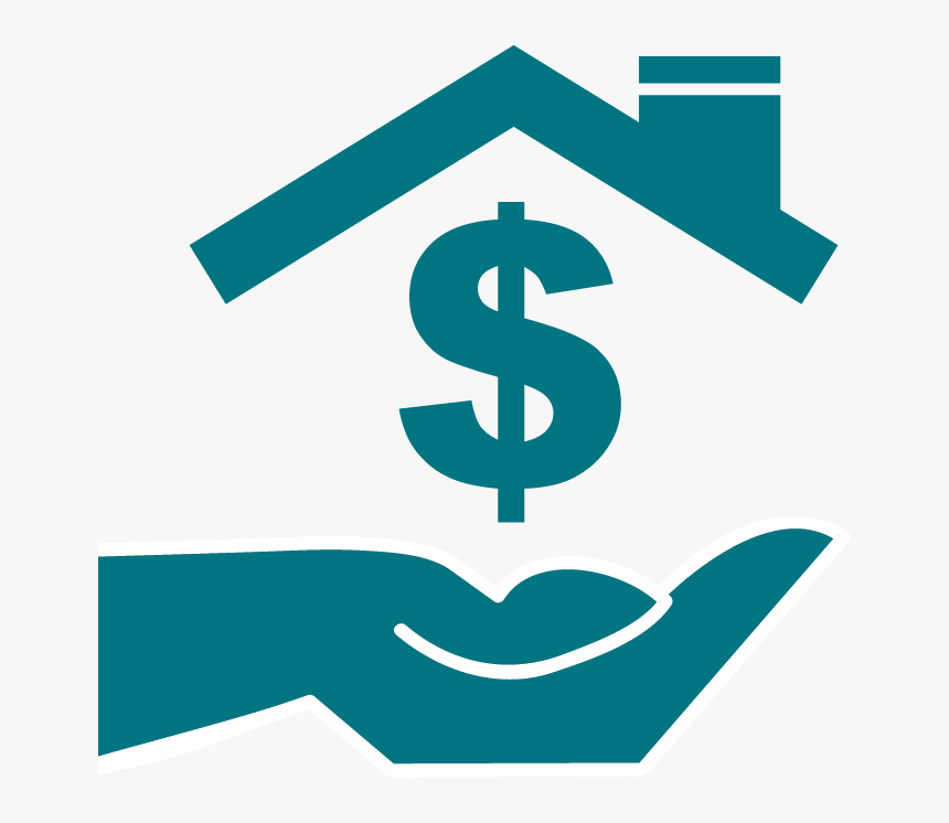 Teal Hand With Roof And A Dollar Sign Over Top Of It - Illustration, HD Png Download