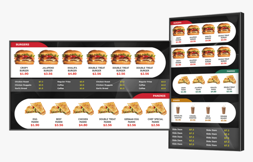 Quick Serve Digital Menu Board - Cheeseburger, HD Png Download