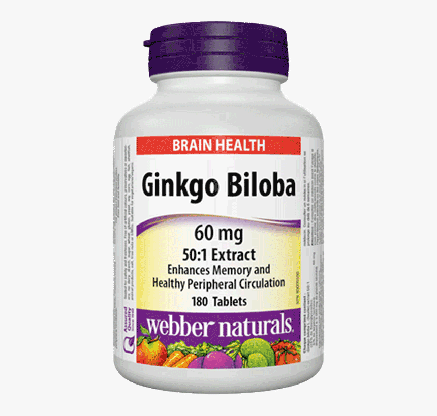 Ginkgo Biloba 60 Mg Vegetable Extract - Webber Naturals Ginkgo Biloba, HD Png Download
