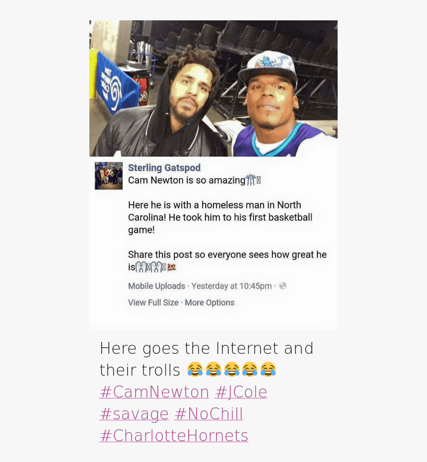 Basketball, Cam Newton, And Carolina Panthers - J Cole Homeless Guy, HD Png Download