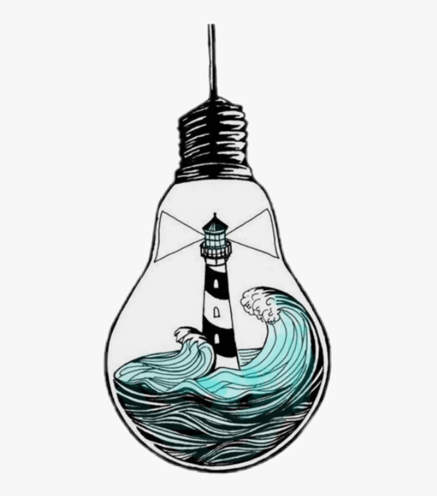 Transparent Lighthouse With Seagulls Clipart - Lighthouse In A Lightbulb, HD Png Download
