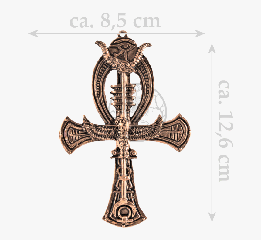 Huge Ankh With Horus, Isis & Egyptian Symbols - Ankh With Horns, HD Png Download