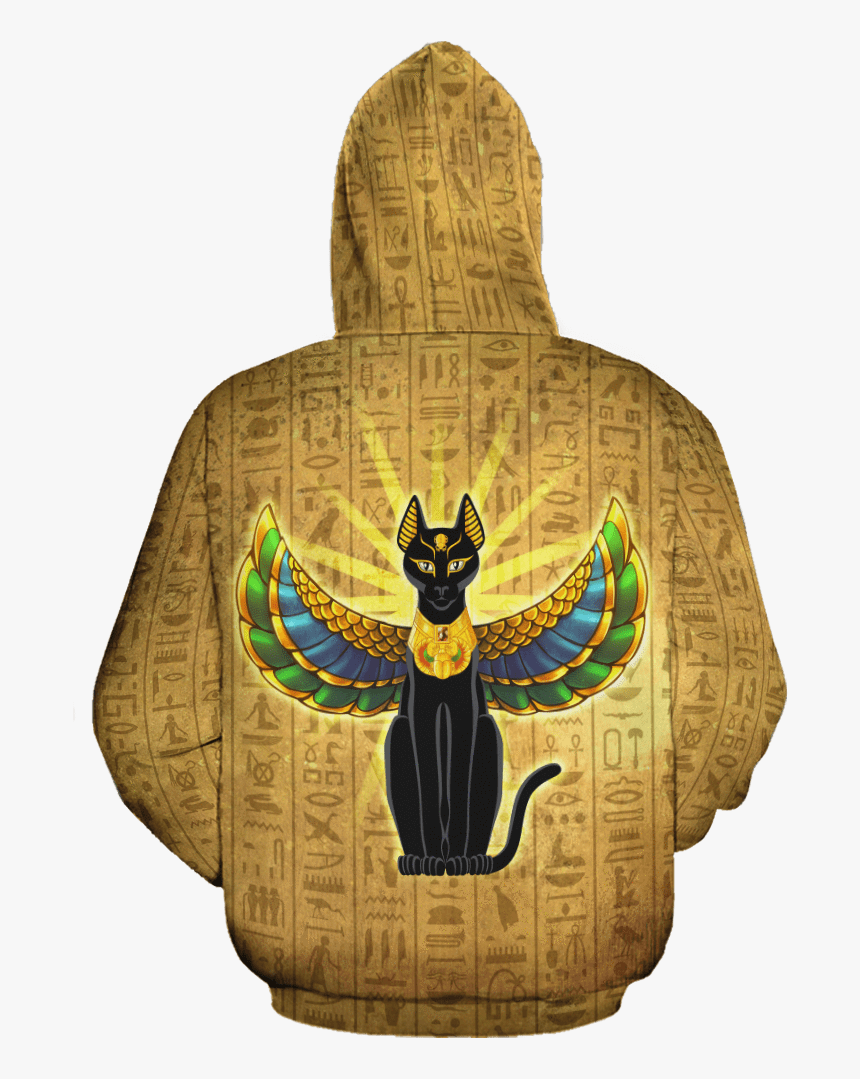 Egyptian Cat All-over Hoodie 
 Class - Illustration, HD Png Download