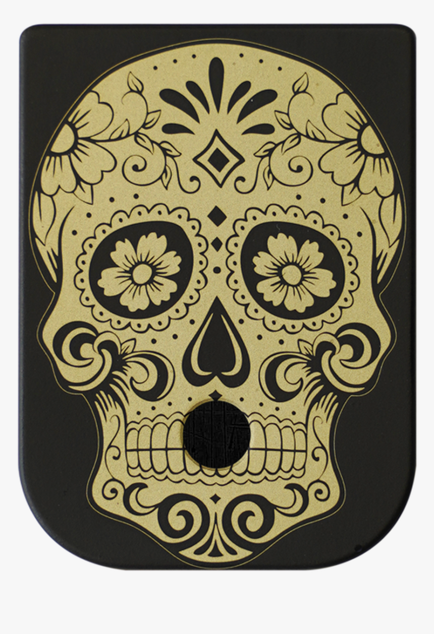 Sugar Skull Brass Black Traditional Finish Mag Plate - Sugar Skulls, HD Png Download