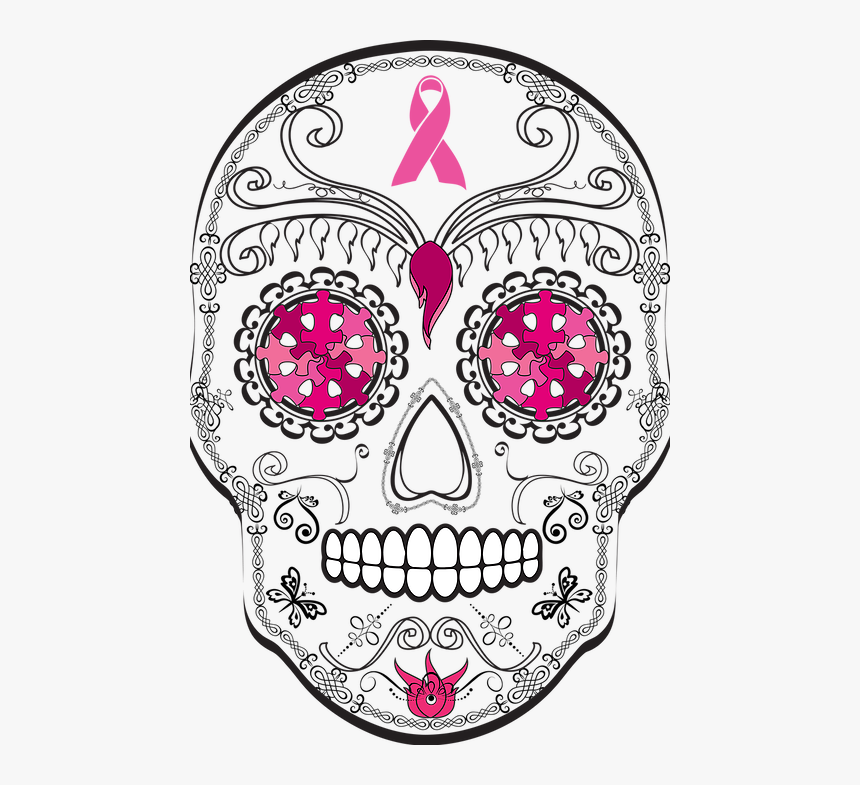 Breast Cancer Sugar Skull, HD Png Download