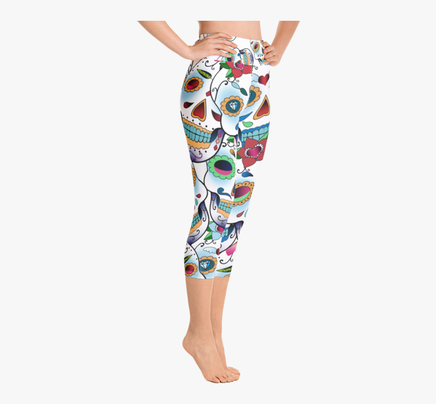 Colorful Sugar Skull Yoga Capri Leggings - Leggings, HD Png Download