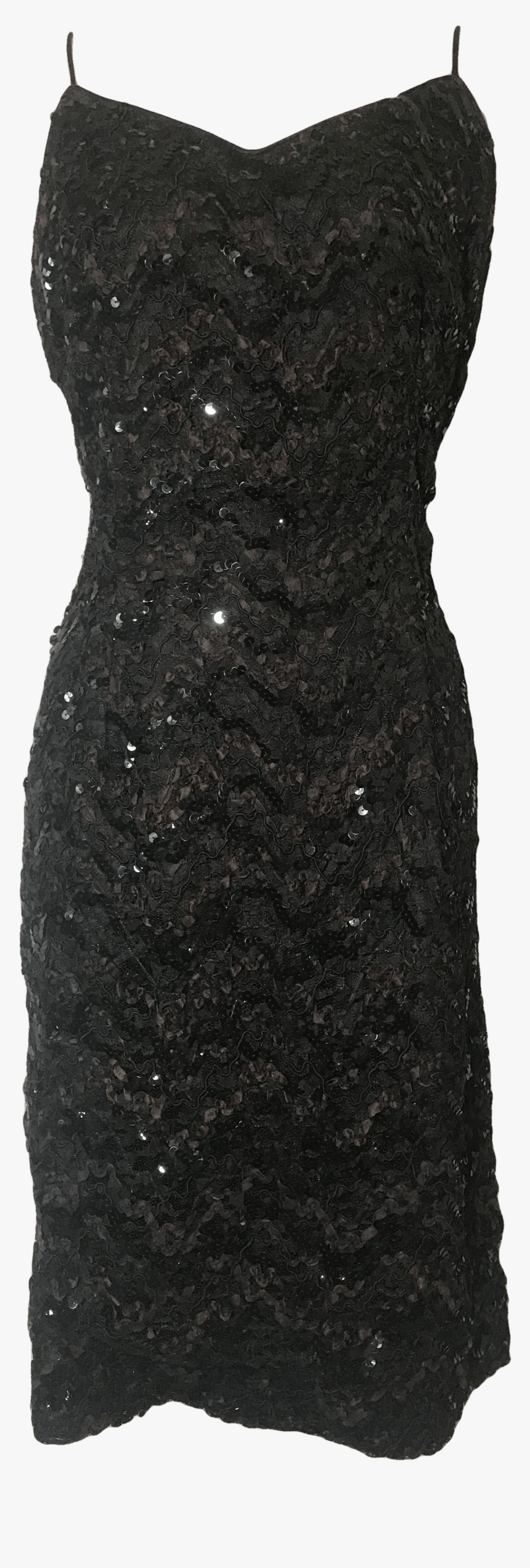 80’s Lace Ribbon Sequin Cocktail Dress By Karen Lucas - Little Black Dress, HD Png Download