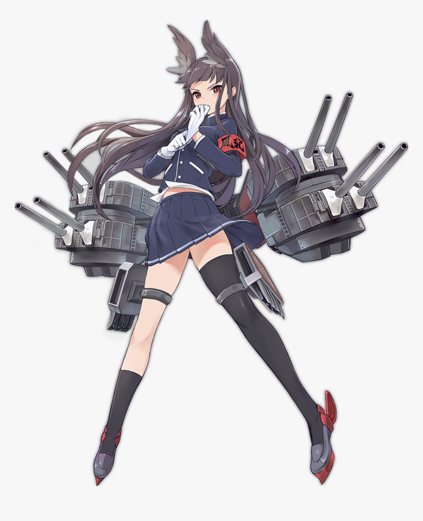 Asymmetrical Legwear Azur Lane Bangs Black Hair Black - Myoukou Azur, HD Png Download