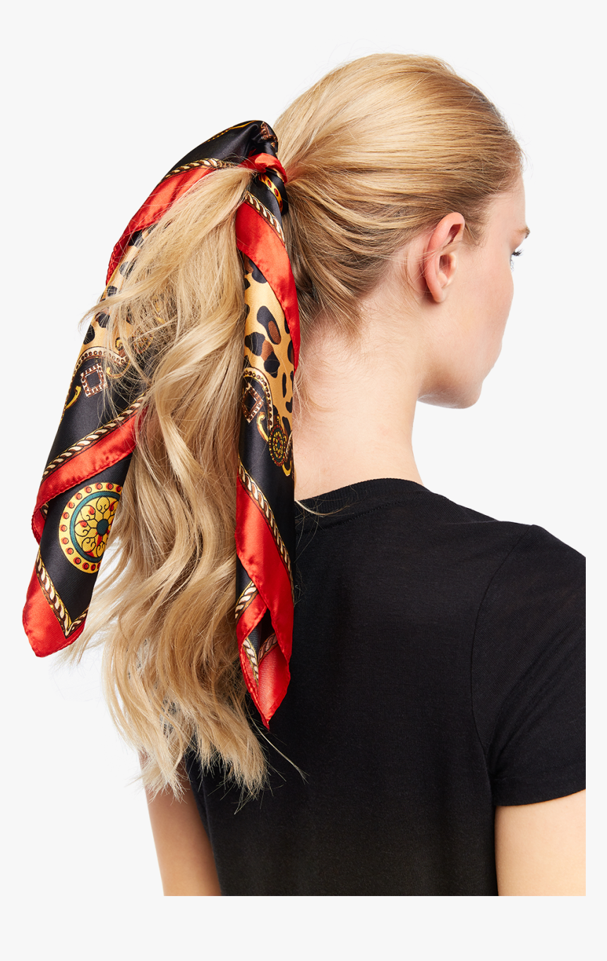 Leopard Hair Scarf Tie In Colour Red Bud - Girl, HD Png Download