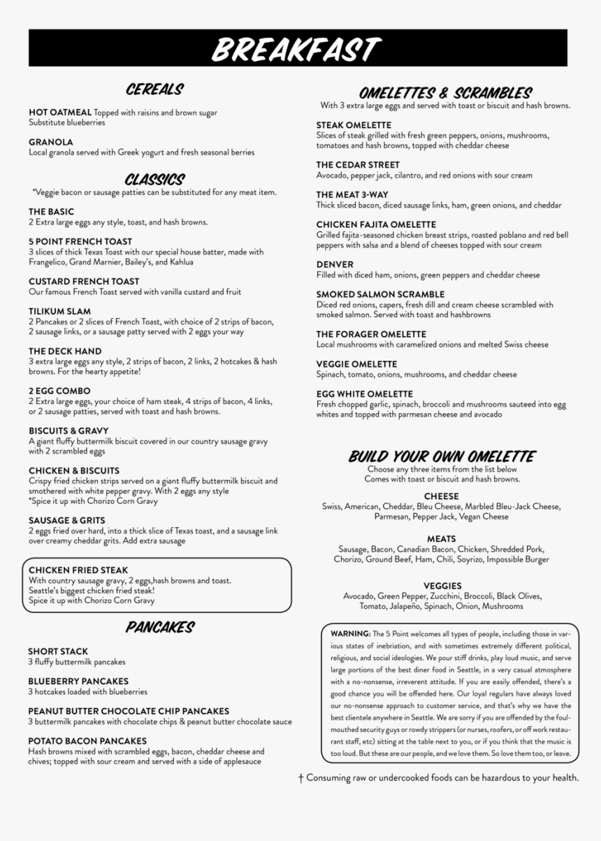 Main Menu No Prices2 - College Academic Improvement Plan, HD Png Download