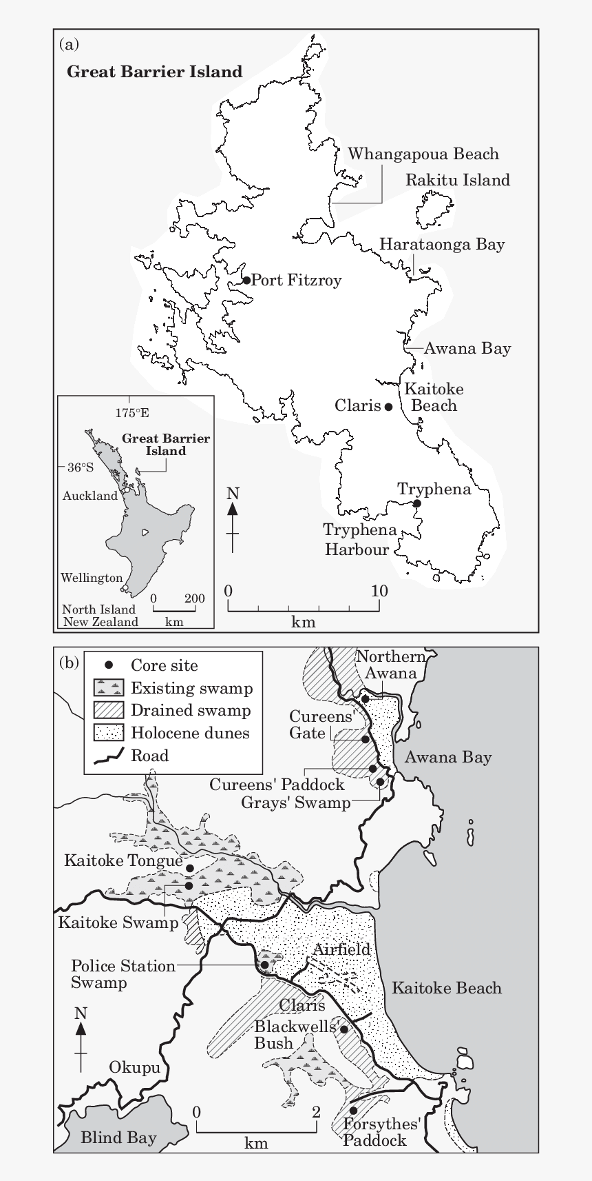 Great Barrier Island Showing Location Of Awanakaitoke - New Zealand Map Outline, HD Png Download