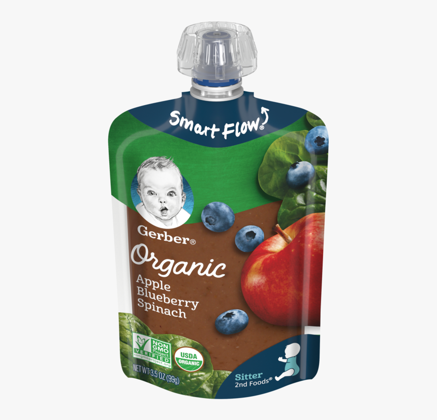 Gerber Organic 2nd Foods Apple Blueberry Spinach - Gerber Organic Pouch, HD Png Download