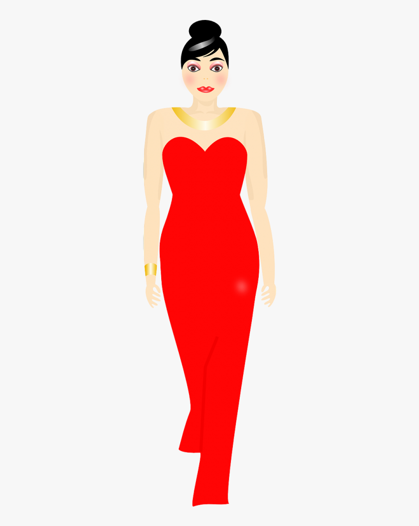 Vector Modeling Fashion Gown - Chica Vestida De Rojo Png, Transparent Png