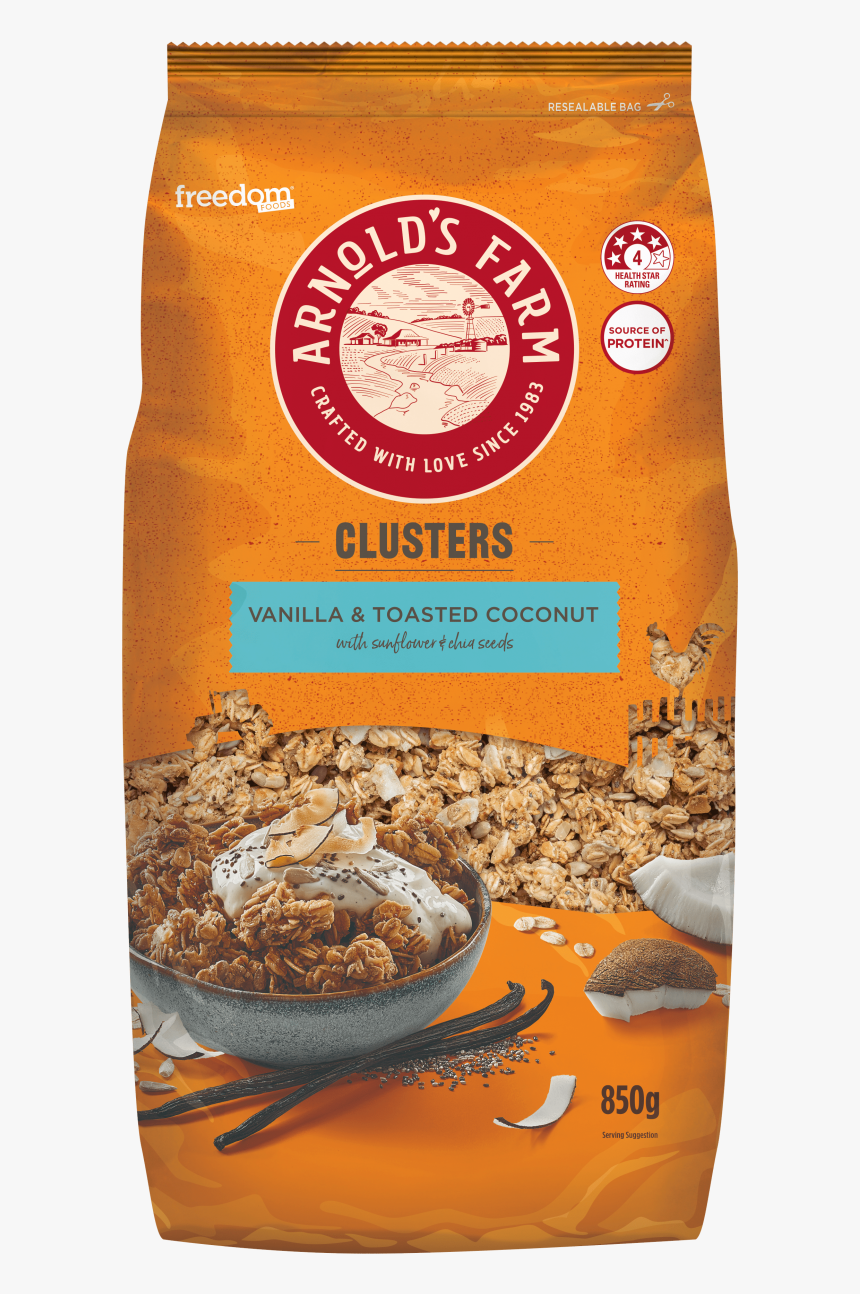 Af Clusters Vanilla Coconut 850g-min - Arnolds Farm Strawberry & Yoghurt Muesli, HD Png Download