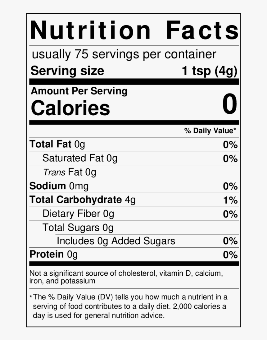 Erythritol, Monk Fruit Nutrition Label Nutrition Facts, HD Png