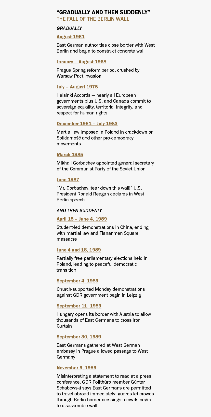 Timeline Of The Events Leading Up To The Fall Of The - Hd Timeline Of Berlin Wall, HD Png Download