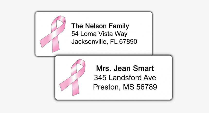 Pink Ribbon Return Address Labels - Ribbon, HD Png Download ...