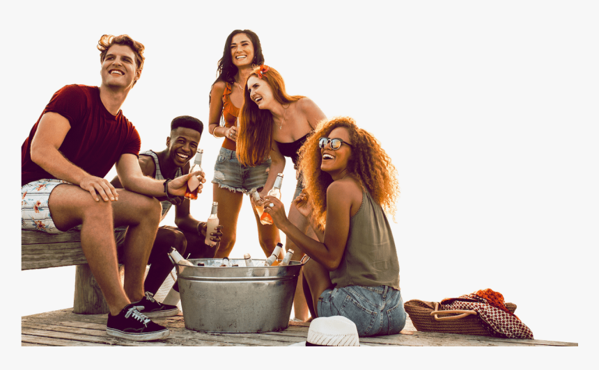 People Laughing With Drinks In Their Hands - People Drinking Beer Png, Transparent Png