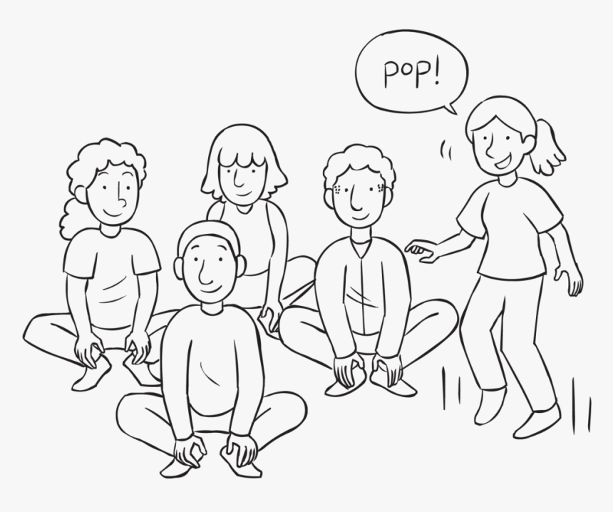 Group Of People Jumping Up And Down Like Popping Corn, - Line Art, HD Png Download