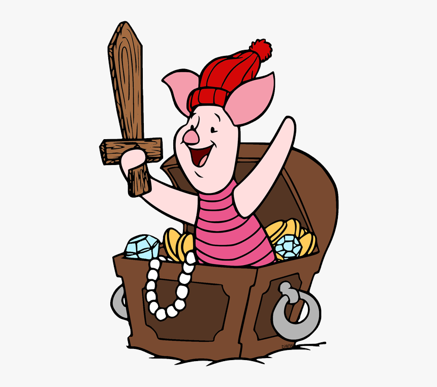 Piglet In Treasure Chest - Piglet Pirate Clipart, HD Png Download