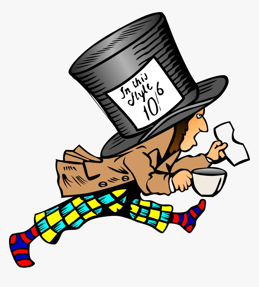 Mad Hatter With Label On Hat Clip Arts - Card In Mad Hatters Hat, HD Png Download