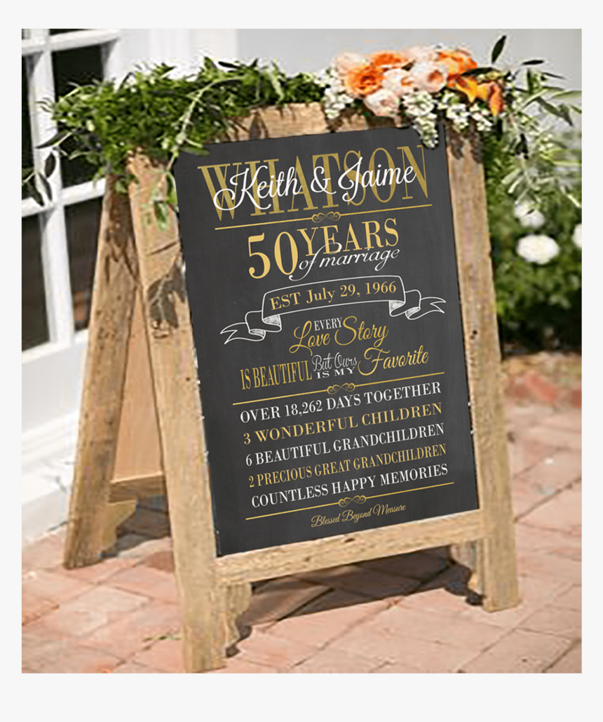 Happy 50th Anniversary Chalkboard Sign, HD Png Download