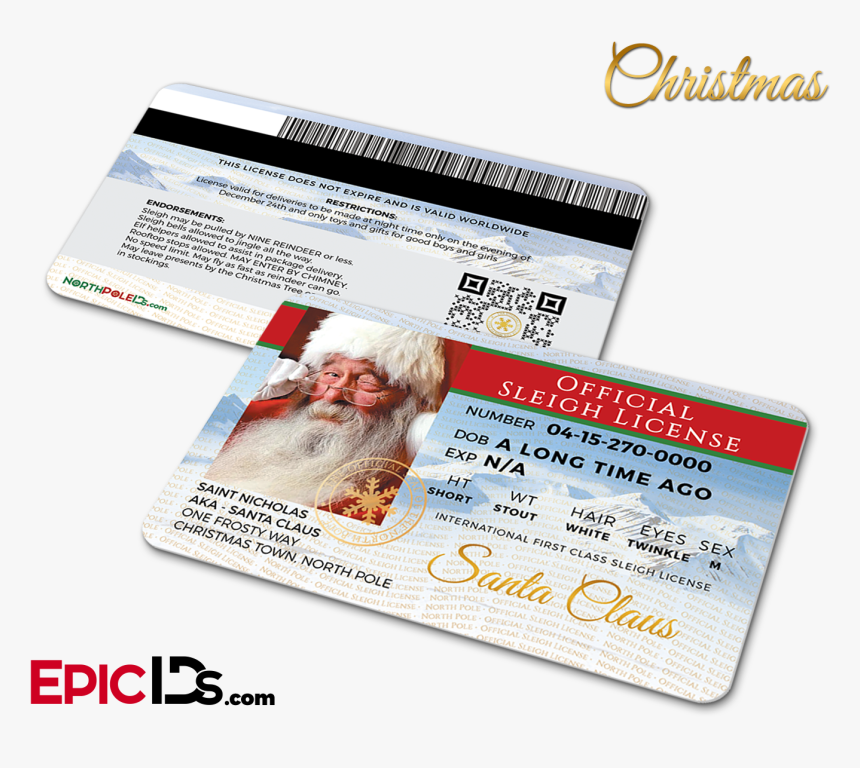 Santa Claus Official Sleigh License 
 Class - Elf Id, HD Png Download