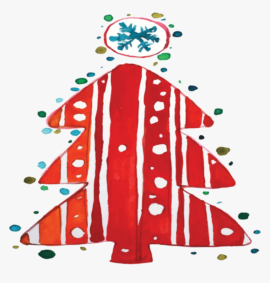 Hand-painted Watercolor Red Christmas Tree Transparent - Illustration, HD Png Download