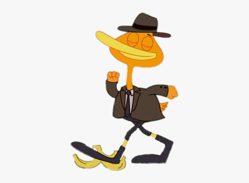 King Duckling Walking On Banana Skin - Cartoon, HD Png Download