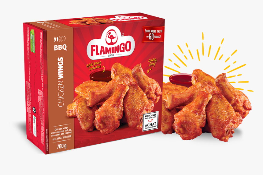 Bbq Wings - Flamingo - Chicken Wings Buffalo Box, HD Png Download