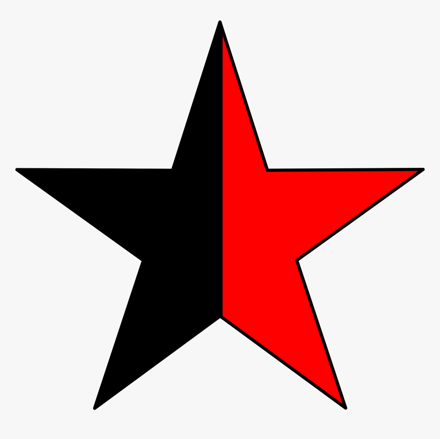 Anarcho-communism Clip Arts - Half Black Half Red Star, HD Png Download