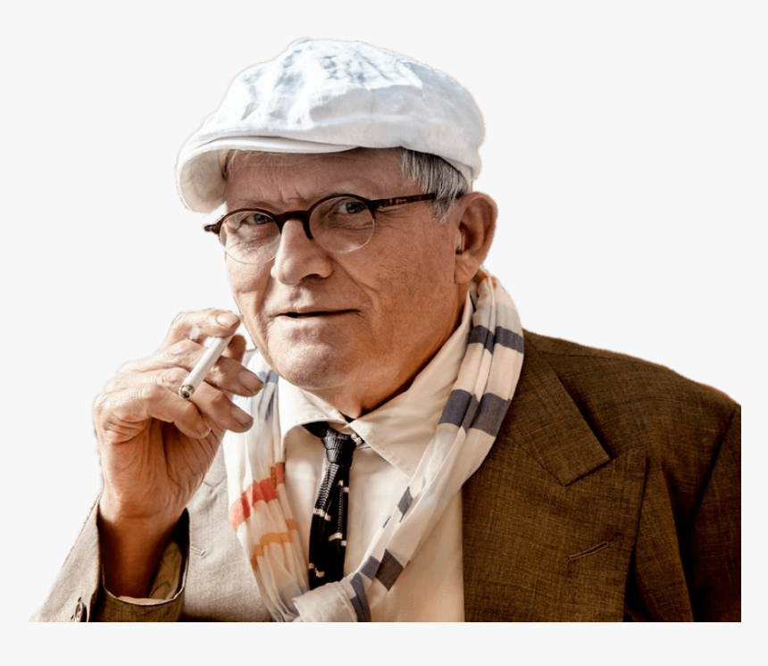 David Hockney Holding A Cigarette - Png Man With Cigarette, Transparent Png