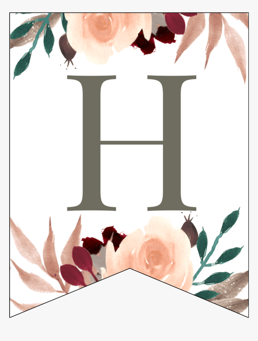 Letter H Penant Flag With Pink, Green, Brown, And Burgandy - Illustration, HD Png Download