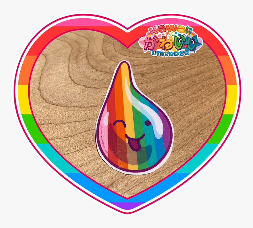 Kawaii Universe Cute Rainbow Rain Drop Sticker Pic, HD Png Download
