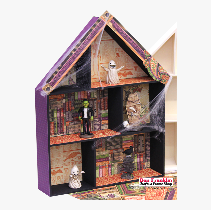 Use This Unfinished Wooden House Shadow Box To Decorate - Bookcase, HD Png Download