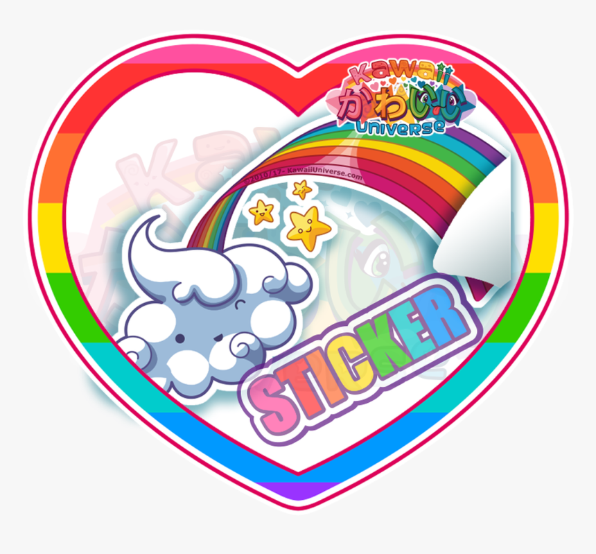 Cute Rainbow N Cloud Sticker - Kawaii, HD Png Download