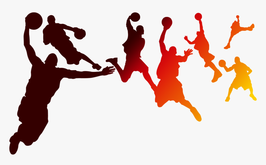 Playing Basketball Silhouette Figures Png Download - Basketball Team Png Free, Transparent Png