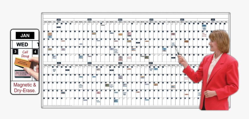 Large Calendar Dry Erase Board Implausible 365 Day - Annual Calendar White Board, HD Png Download