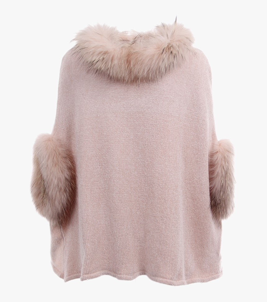 Chenille Poncho Raccoon Fur, Blush, Dolce Cabo - Fur Clothing, HD Png Download