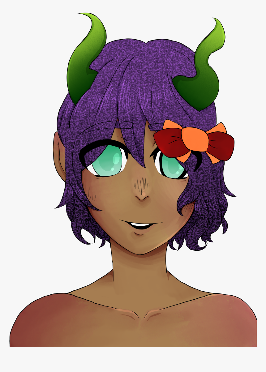 Demon Girl Head Bust - Cartoon, HD Png Download