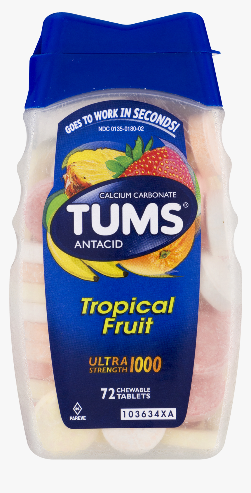 Tums Ultra, Assorted Tropical Fruit, 72 Chewable Tablets, - Rolled Oats, HD Png Download