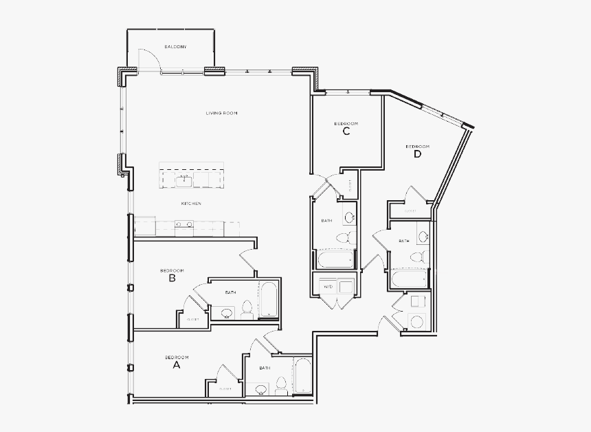 Downing D4 Rendering - Floor Plan, HD Png Download