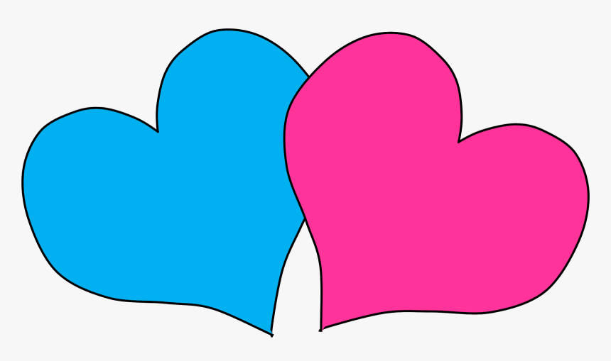 Free Heart Cliparts - Pink And Blue Heart Clipart, HD Png Download