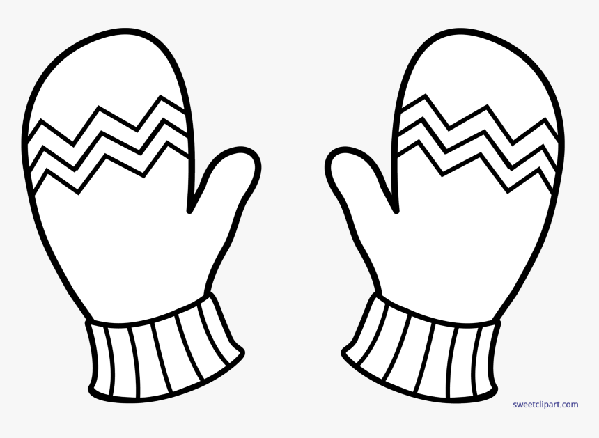 Mitten Clip Cute - Gloves Clipart Black And White, HD Png Download